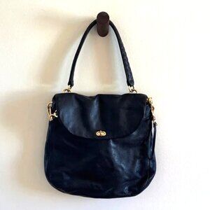 Henri Bendel Black Crossbody Bag with Gold Accents